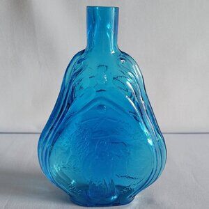 Vintage 1985 Clevenger Brothers Blue Glass Flask